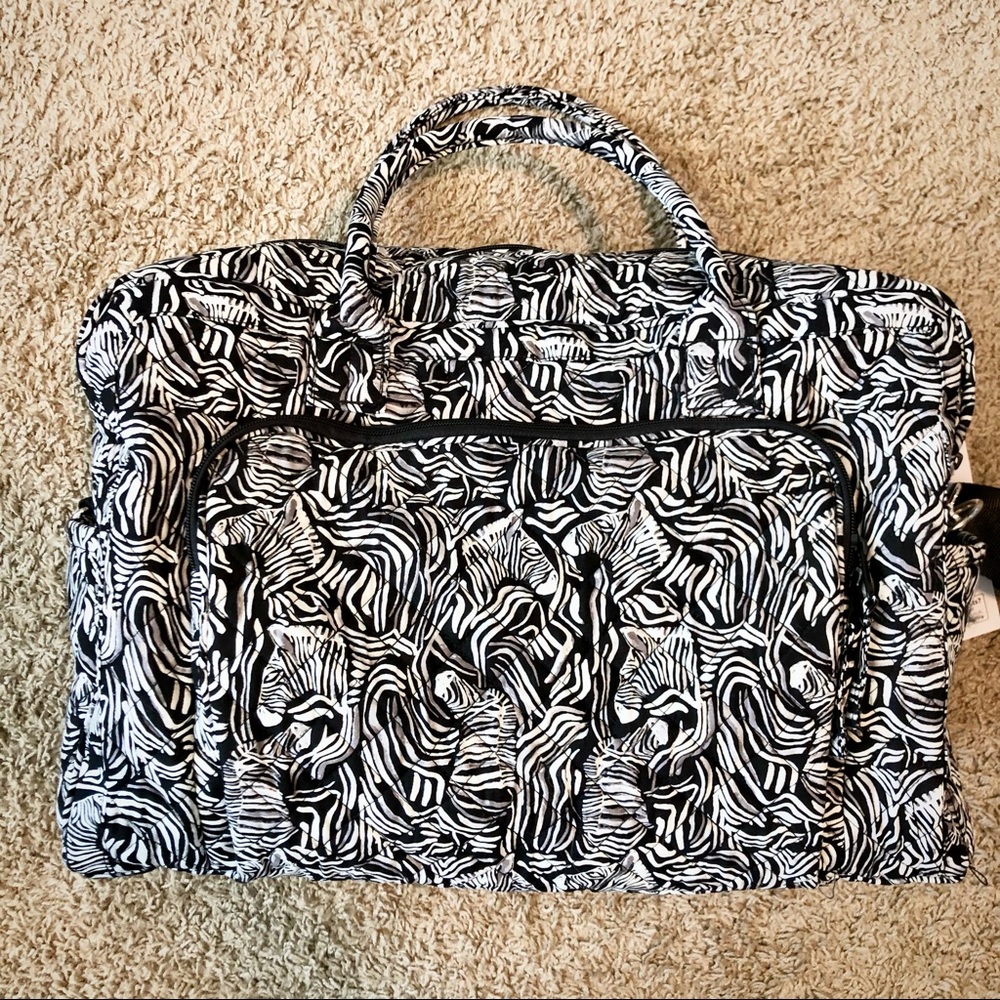 NWT Black & White Zebra Quilted Fabric Carry On Duffle by Member’s Mark